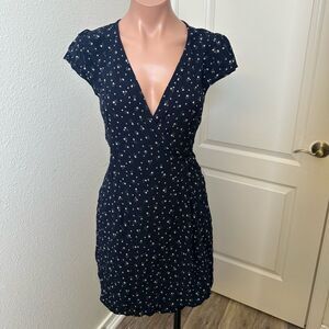 Brandy Melville Wrap Black Floral Dress Sz S